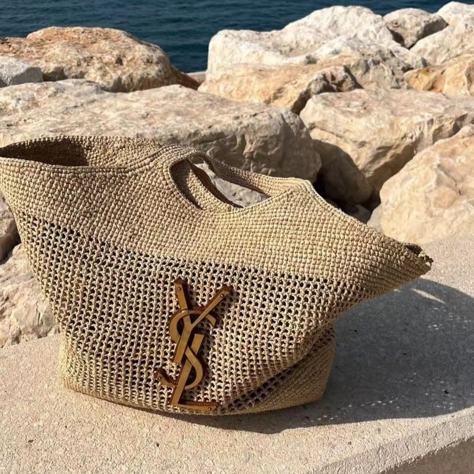 SAINT LAURENT/생로랑 라피아 크로셰 빈티지 맥시 쇼퍼백