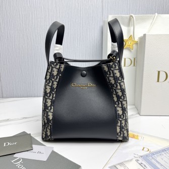 Dior 디올 블루오블리크 라피아 샴브레이 버킷백 스몰