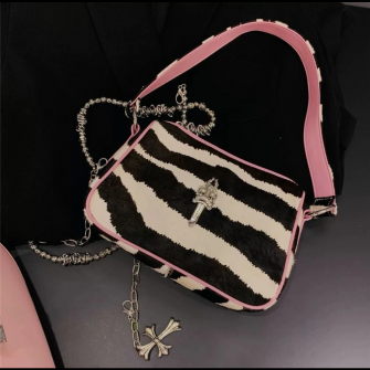 CHROME HEARTS 크롬하츠 핑크줄말무늬 Chicken Nugget bag 너겟백 #25932151